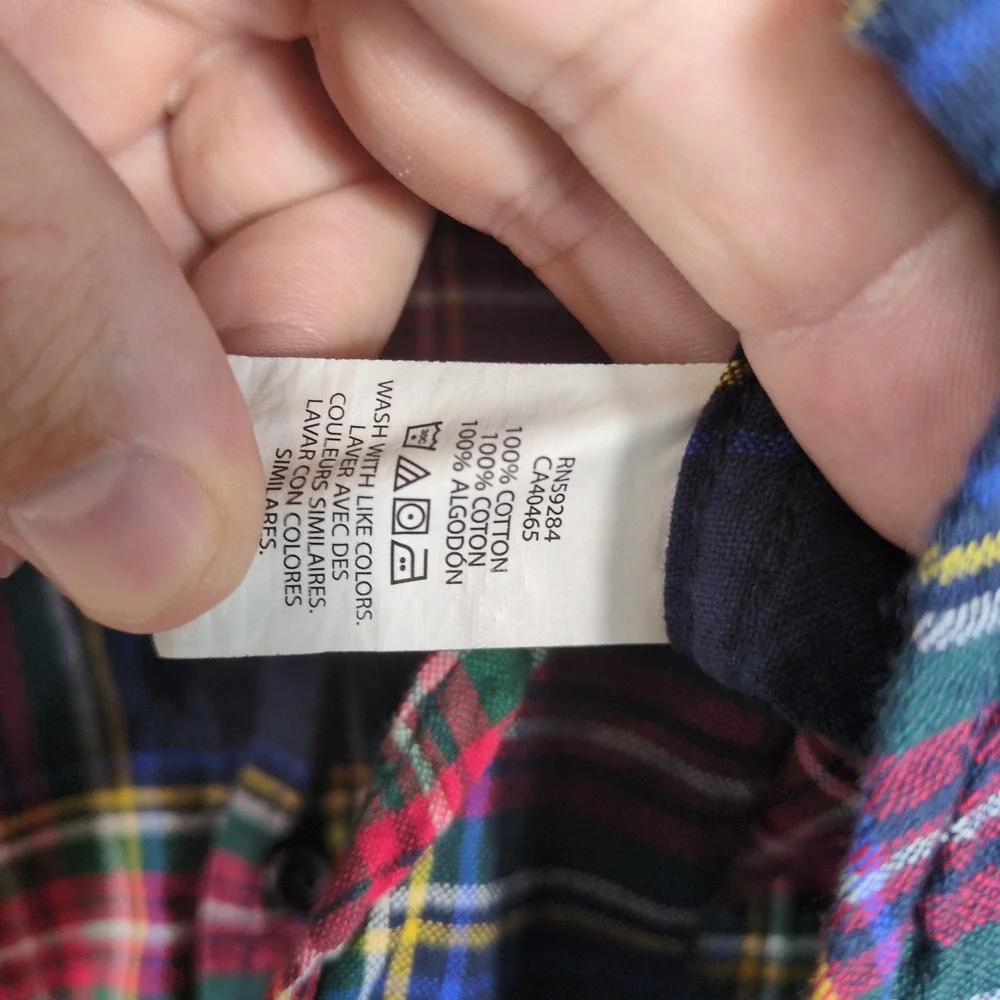 The Childrens Place Boys Blue Red Plaid Flannel Button Down Shirt Size XL 14
